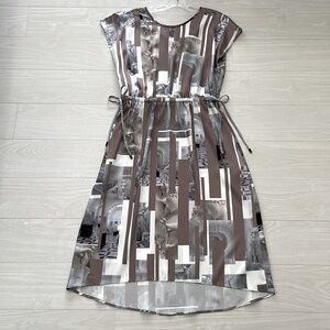 SALE! Peserico Tan, White & Grey Printed Dress